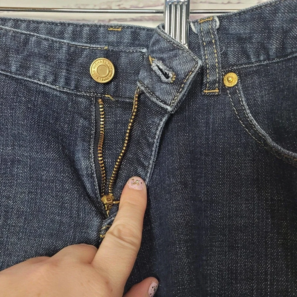 Y2K Michael Kors Blue Denim Straight Mid Rise‎ Dark Wash Wide Leg Jeans Womans 6